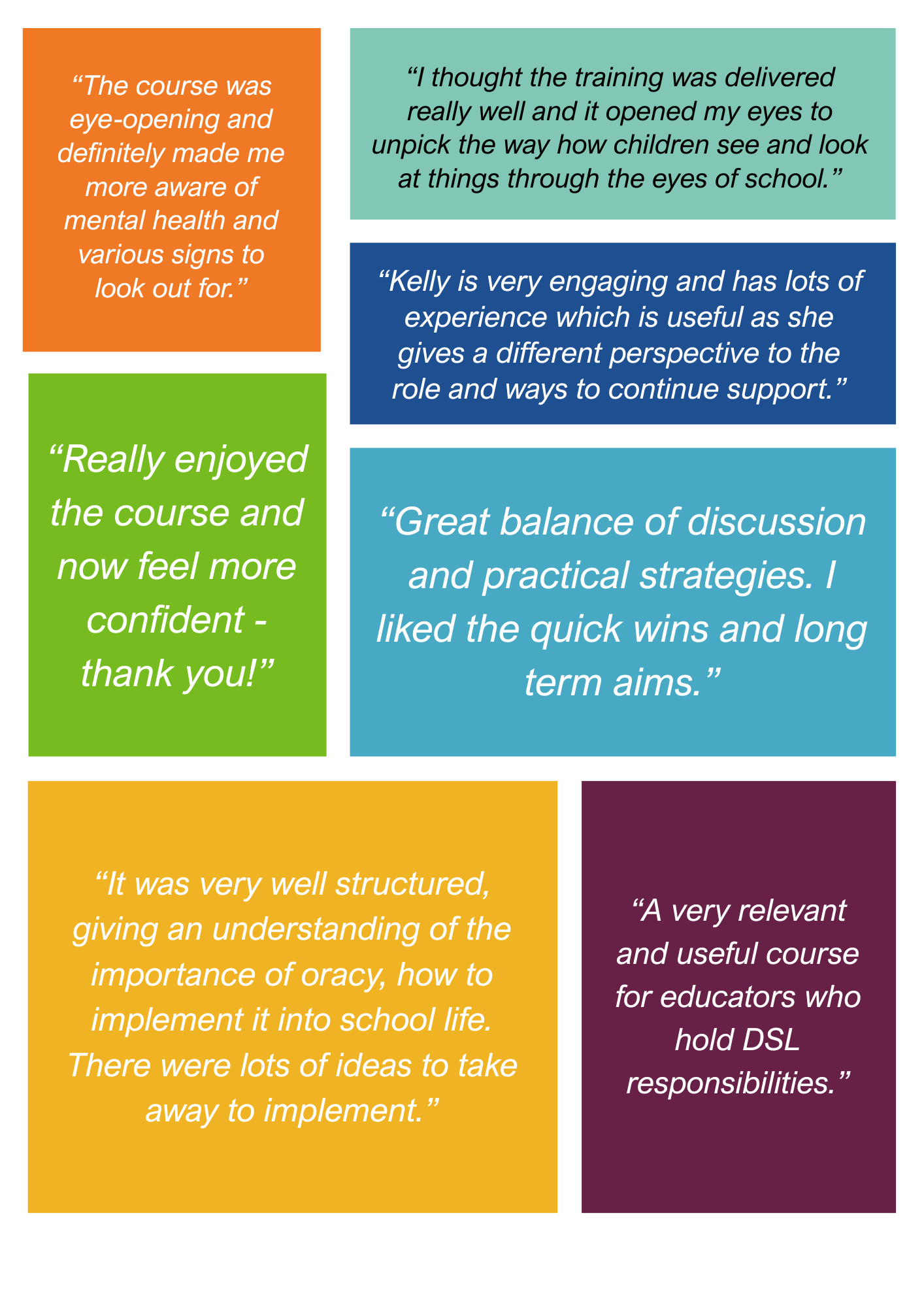 Quotes from organisations that have attended MEI courses